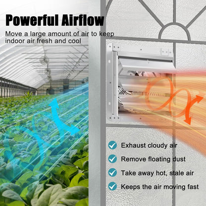 Criditpid 10 Inch Shutter Exhaust Fan 820 CFM, Wall Mounted Exhaust Fan with ON/OFF Power Cord for Greenhouse, Chicken Coop, Attic, Shed, Garage, Warehouses Ventilation, Low Noise louvered Vent Fan.