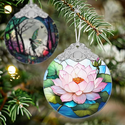 Lotus Stained Glass Orament - Christmas Ornament - Christmas Decorations for Tree - Holiday Present ldeas - Gift Exchange