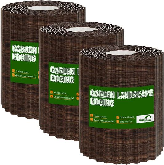 SnugNiture 3 Rolls Corrugated Metal Garden Edging,8" x 20' Landscape Edging Border,Sturdy Metal Lawn Edging for Landscaping, Garden,Flower Bed and Yard(Total 60 Ft)