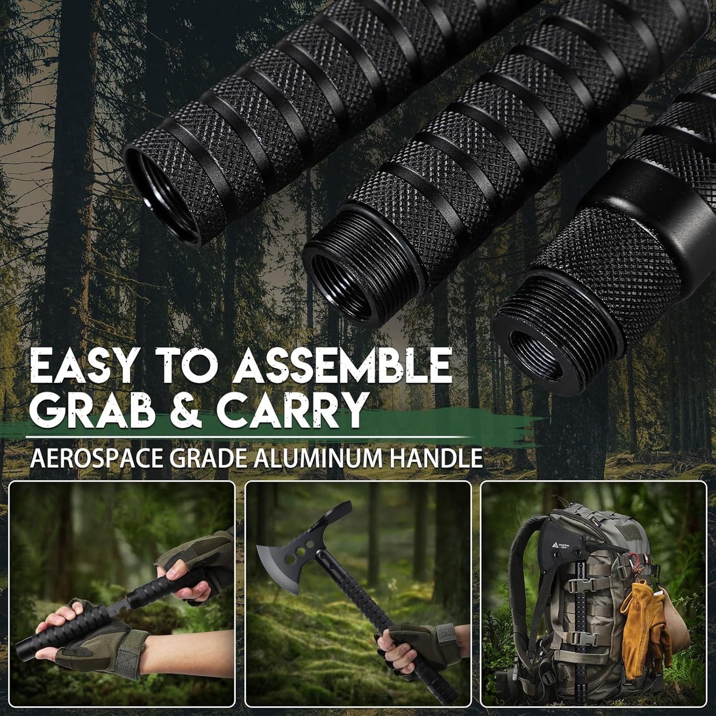Freelander Tactical Axe 2 Pack, Sharp Tomahawk with Sheath, Portable Tomahawk with Clip and Bottle Opener, Durable Survival Hatchet for Emergency, Hiking and Camping (Multi-Functional Camping Axe)