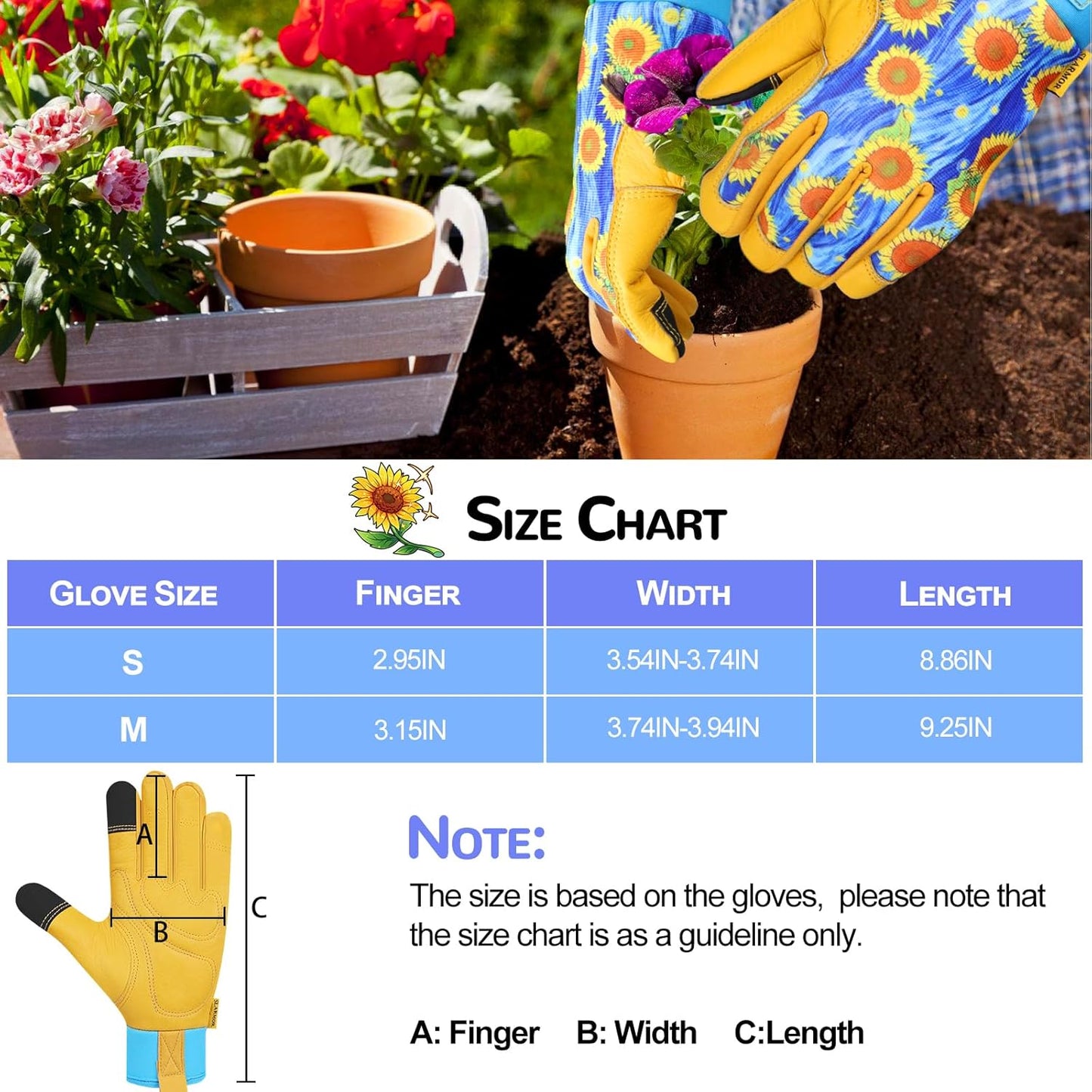 Leather-Gardening-Gloves for Women,Thorn-Proof Work-Gloves for Weeding,Digging,Planting,Pruning Yard garden Gloves