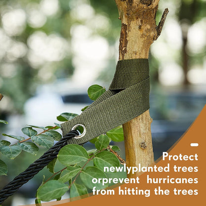 48 Pcs 15.74 Inches Tree Straps for Staking with Grommet Heavy Duty Young Tree and Plant Supports Stakes for Guying Staking Newly Planted Sapling Straight and Hurricane Protection(Army Green)