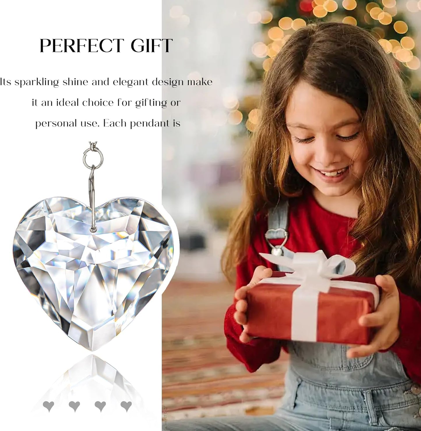 H&D HYALINE & DORA 50mm Clear Crystal Heart Suncatcher Set of 3 Suncatcher for Window Crystal Heart Sun Catcher Hanging Ornament Rainbow Maker Gifts for Mom, Grandma, Friends