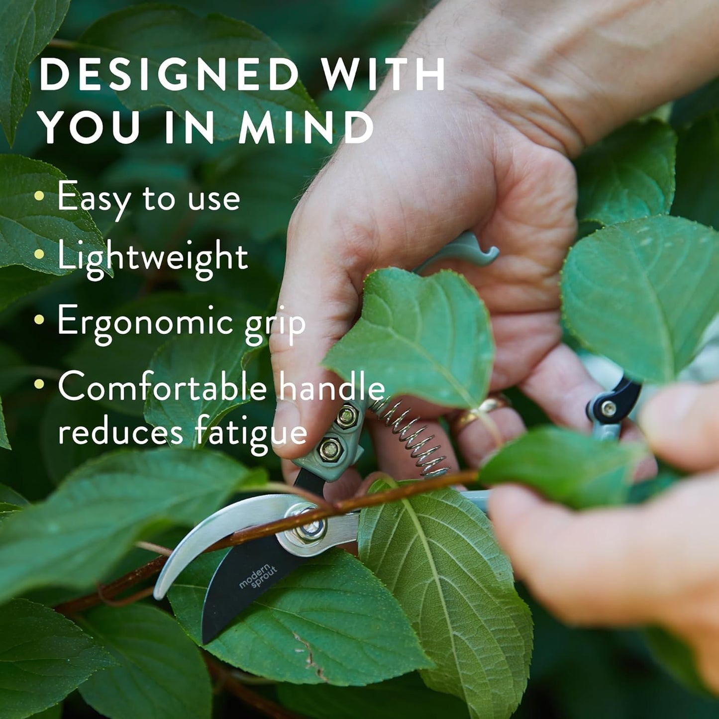 Modern Sprout Hand Pruners - Lightweight Pruning Shears W/Easy Lock- Gardening Scissors - Bypass Sharp Carbon Steel Blade - Rust Resistant - Garden Tools - Reusable Holster - Chartreuse