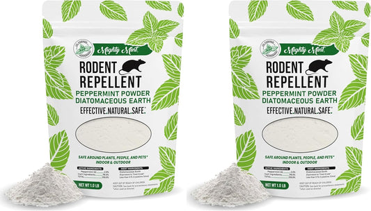 Mighty Mint Rodent Repellent Pest Control, Diatomaceous Earth Peppermint Pest Powder, 1 lb (Pack of 2)