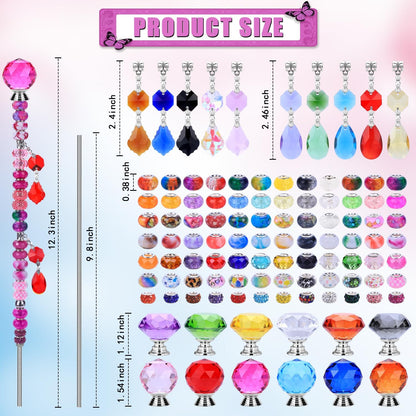VICTLOV Crystal Suncatcher Making Kit, 273 Pieces with Beads, Snowflakes, Butterflies, Glass Balls for Garden Decoration, DIY Outdoor Hanging Ornaments (453Pcs Diamond+Ball+Pendant D)