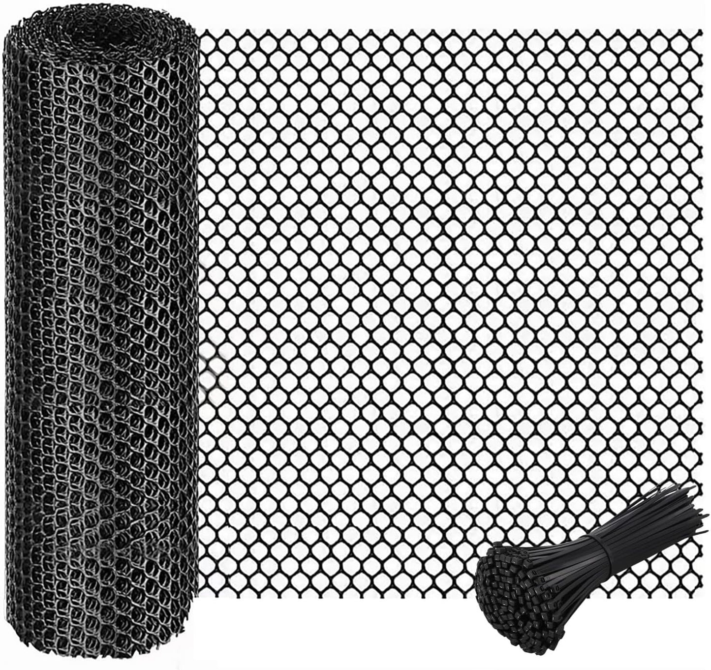 15.7IN x 16.4FT Plastic Chicken Wire Mesh Fence Roll, GENNIZZ Rigid Plastic Fencing & Netting for Garden, Poultry, Dog Cat Barrier (0.4m x 5m)