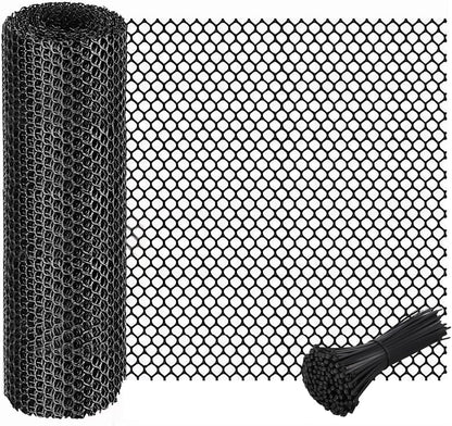 15.7IN x 16.4FT Plastic Chicken Wire Mesh Fence Roll, GENNIZZ Rigid Plastic Fencing & Netting for Garden, Poultry, Dog Cat Barrier (0.4m x 5m)