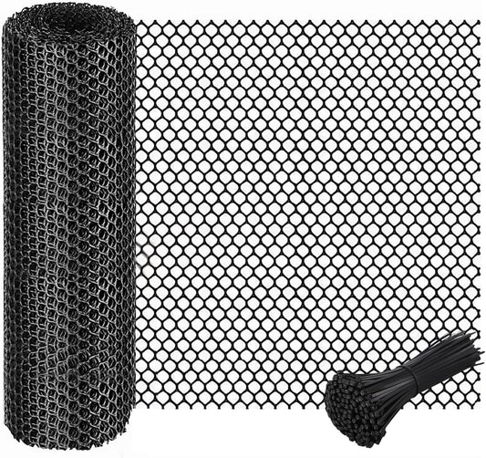 15.7IN x 16.4FT Plastic Chicken Wire Mesh Fence Roll, GENNIZZ Rigid Plastic Fencing & Netting for Garden, Poultry, Dog Cat Barrier (0.4m x 5m)