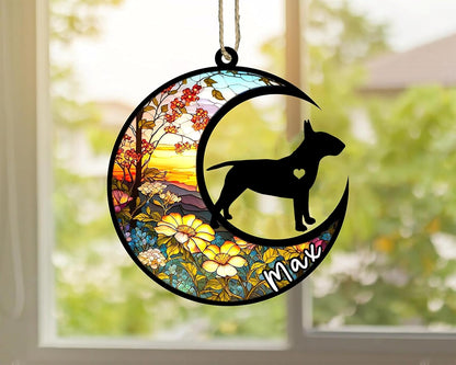 Personalized Dog Memorial, Custom Name Bull Terrier Dog Christmas Ornament with Name, Custom Breeds, Pet Loss Light Catcher, Gifts for Lovers Loss of Pet Sympathy on Mothers Day Christmas