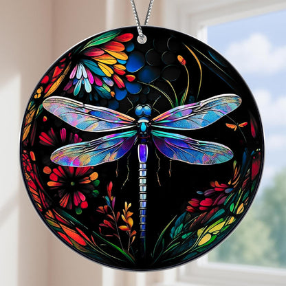 Dragonfly Gifts for Women, Dragonflies Decor Suncatcher Effect, Dragon Fly Stained Glass Effect, Dragonfly Ornaments for Christmas Tree Decoration, Birthday Gift for Mom (Nocturne Dream)