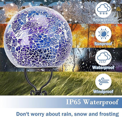 Solar Lights Outdoor Decorative Solar Mosaic Garden Stakes Cracked Glass Decorative Waterproof Outdoor Lights for Landscape Patio Yard Walkway Decoration Purple