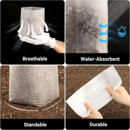Seedling Nursery Bags, 200pcs 9 x 9 in Non Woven Fabric Nursery Seedling Grow Pouch, Garden Thickened Plant Grow Bags, Planting Flower Seed Starter Bags for High Seedling Survival Rate
