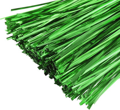 MECCANIXITY Foil Twist Ties 7" 18cm Metallic Plastic Closure Tie for Tying Bread, Candy, Cookies, Gift Bags Arts Crafts Ties Green Pack of 750