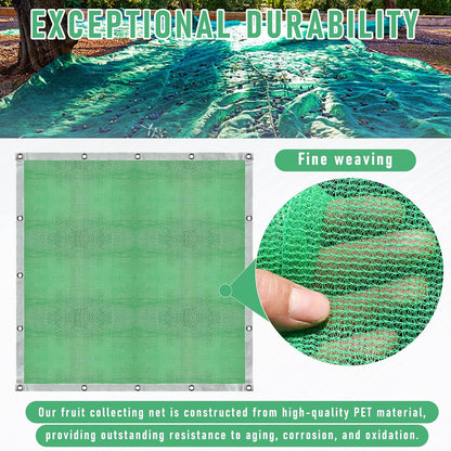 Fruit Collector Harvesting Net - 13.1 x 13.1 ft Green Agricultural Harvest Netting for Walnut, Olive, Chestnut, Plum, and Hazelnut - Easy Picking & Reusable Collection Net (4x4m)