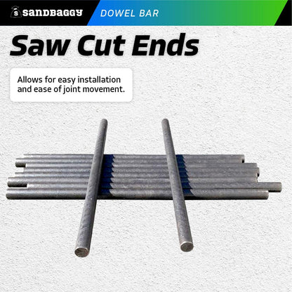 Sandbaggy Smooth Concrete Dowel Bar (3/4" W x 18" L) - Saw Cut Ends - Plain Grade 60 Steel - Construction Grade for Concrete Projects (3/4" W x 18" L, 40)