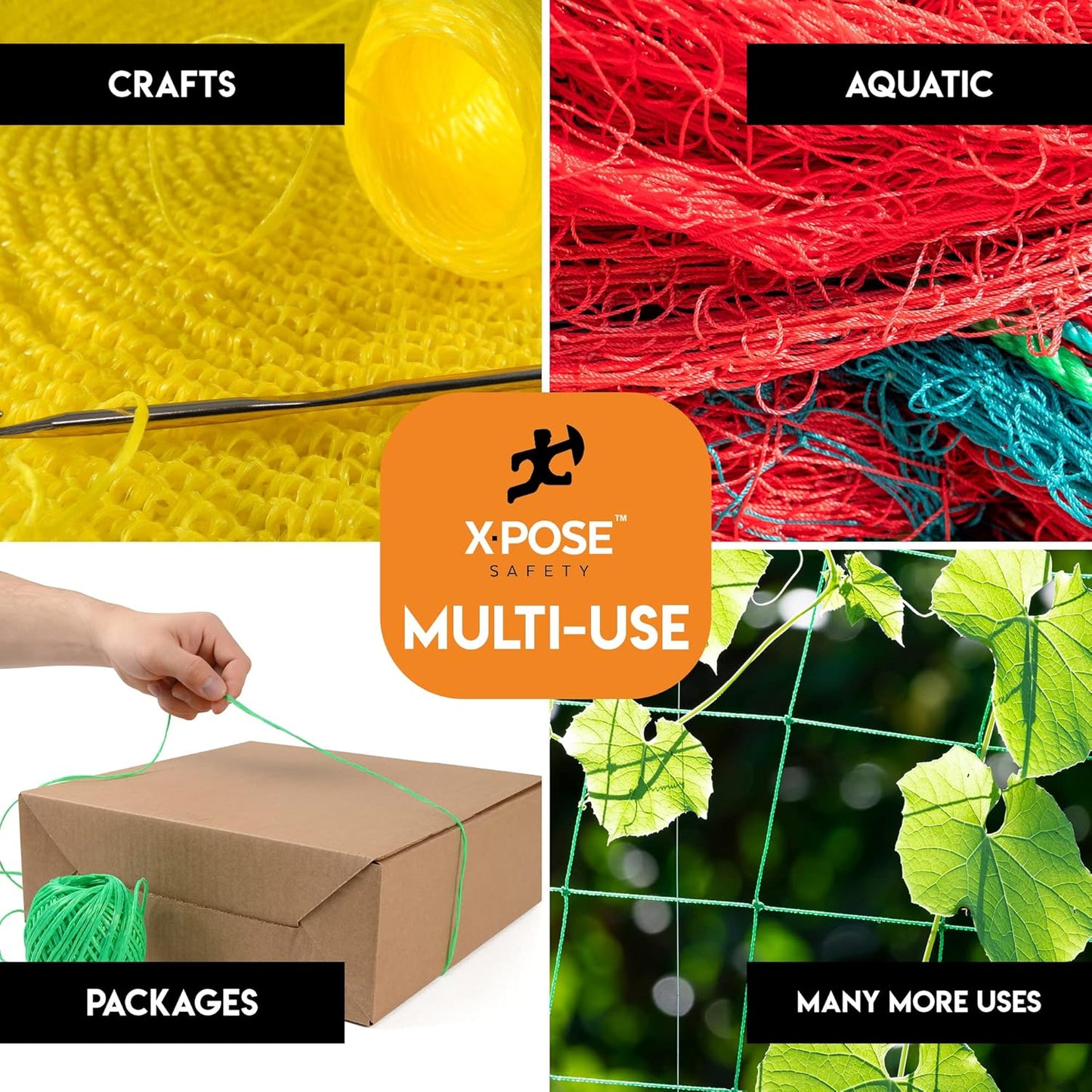 Polypropylene Tying Twine - 1 Ply White Plastic Poly String 8500' Roll - Soft On Hands - Heavy Duty Outdoor & Indoor Tie Line - Baling & Shipping Twine, Packaging Rope 4 Pack