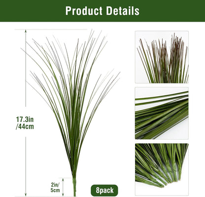 8PCS 17.3" Fake Plants Artificial Wheat Grass Greenery Plastic Plants Fake Grass Artificial Plants for Outdoor Decor Artificial Flower with Greenery Stems for Indoor Home Decoration