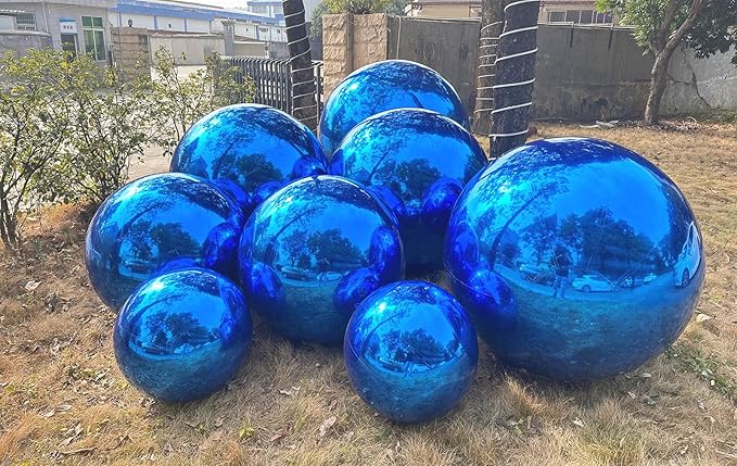 Big Shiny Balls Giant Inflatable Mirror Balls for Events & Decor - Party, Advertising, Shows, Stage Decoration - Hanging & Standing-Various Sizes & Colors - Blue (3.0m/9.84ft)