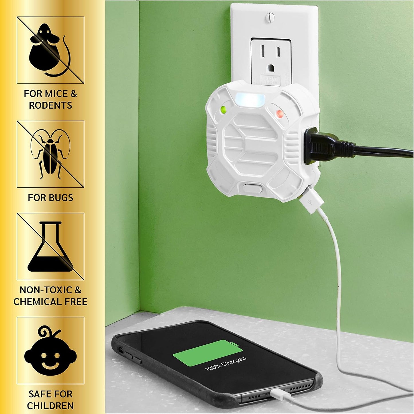 Riddex X Plus Insect Repellent - Plug in, Mouse Deterrent - Pest Reject for Defense Against Rats, Mice, Roaches, Bugs and Insects - Control Pests with No Toxins