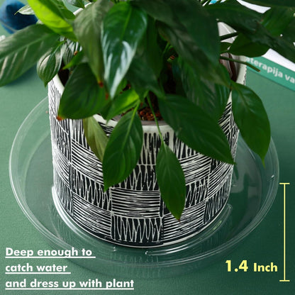 Plant Saucer 15 Pack Plant Trays for Pots 8/10/12 Inch Plastic Plant Saucers for Outdoors and Indoors Clear Drip Trays for Potted Plants Flower Pot Plates to Catch Water Plant Drainage Dishes No Holes