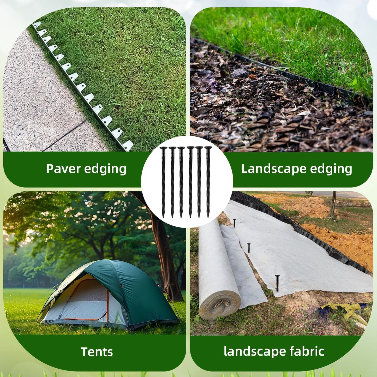 8" Landscape Anchoring Spikes, Plastic Nylon Spiral Landscape Spikes for Yard, Weed Barriers, Garden Lawn, Artificial Turf, Tent, 25PCS