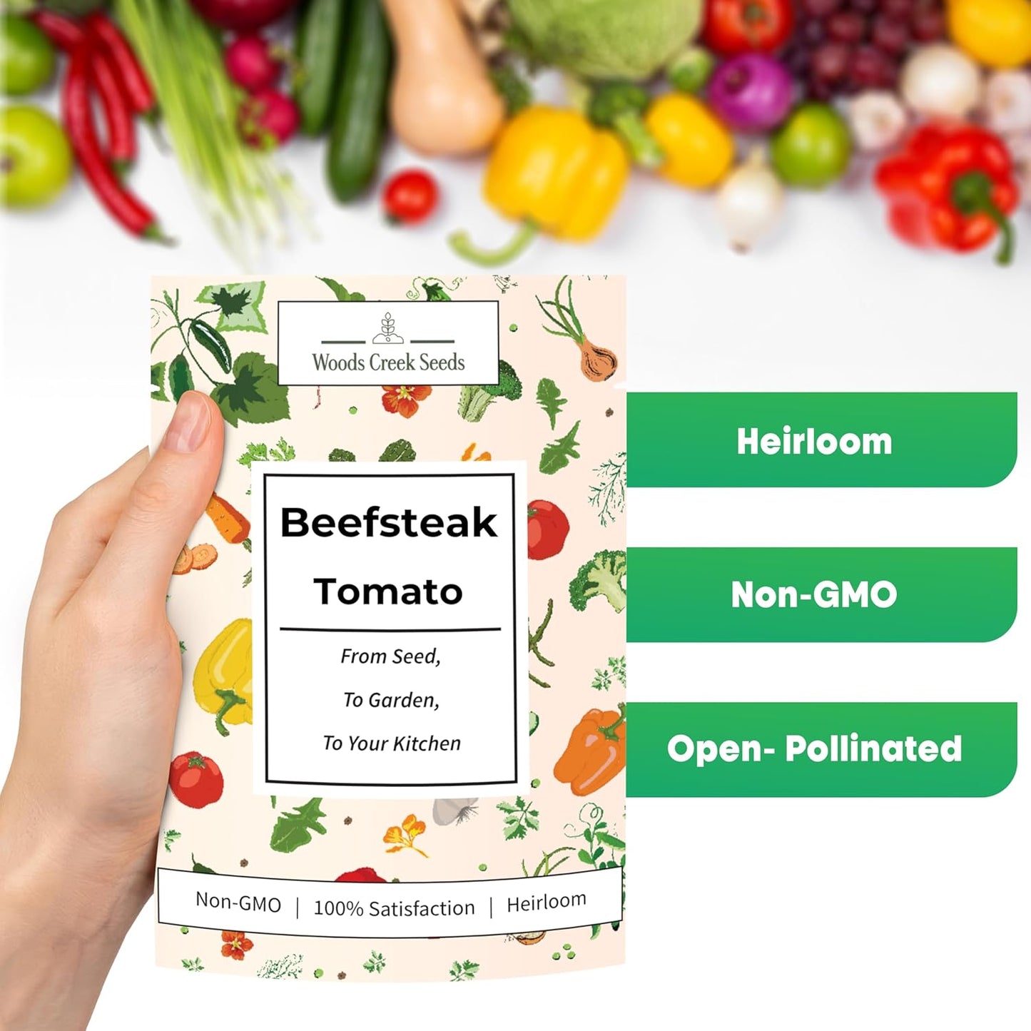 Woods Creek Seeds: Beefsteak Tomato Seeds for Planting - Heirloom Tomato Seeds for Planting Outdoors, Indoors, Patio or Home Plant Garden - Non-GMO Seed Pack of Large Juicy Tomatoes