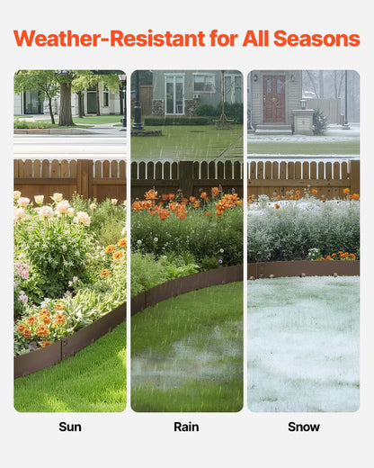 VEVOR Steel Landscape Edging, 5 Packs 39 x 5 in Rust-Resistant Metal Landscape Edging, Bendable Garden Edging Border, Heavy Duty Lawn Edging, Easy-to-Install, Flower Bed Yard Pathway Divider Brown