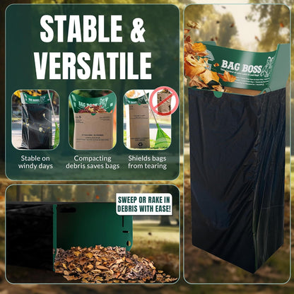 Lawn & Leaf Bag Holder Stand | Fits 33-55 Gallon Paper or Plastic Yard Waste Bags | Durable, Foldable Trash Bag Holder Stand