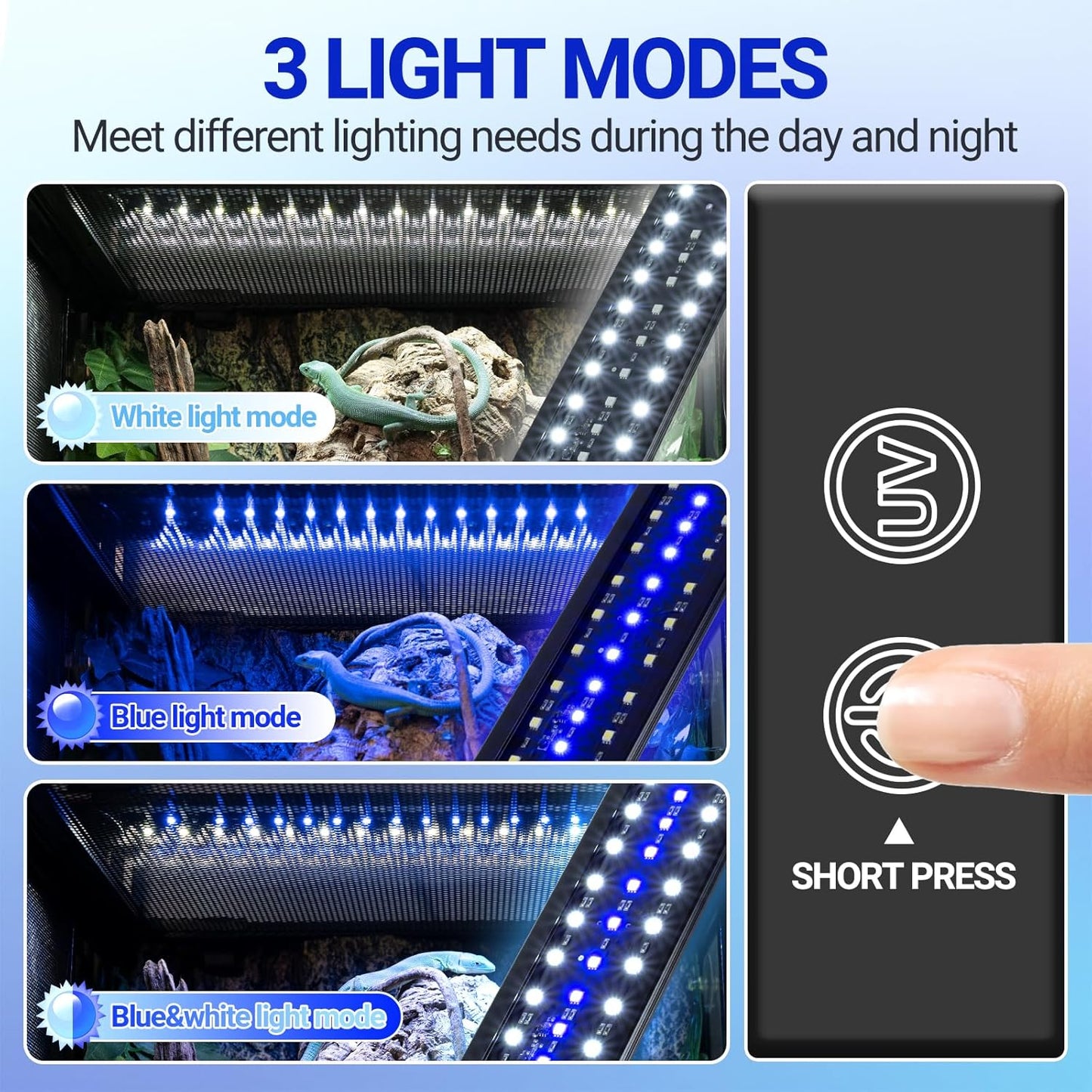 REPTI ZOO UVB Light for Reptile 10.0, 18 inch UVB Reptile Light Bulb with Dimming for Desert Animal Bearded Dragon Snake Gecko Lizard Iguanas Turtles Chameleons, LED Lamp Fixture Controller (12W)