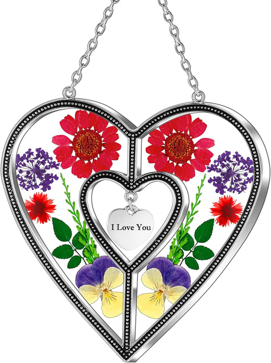 KY&BOSAM Heart Suncatchers I Love You Stained Glass Hangings for Windows Suncatcher Birthday Gifts