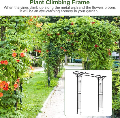 Safstar Metal Arch, 81-Inch Outdoor Garden Arbor for Various Climbing Plant Flower, Wedding Arch Backdrop Arch Stand for Wedding Garden Bridal Party Ceremony Decoration, Easy-to-Assemble, Black