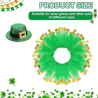 St. Patrick's Day Porch Goose Outfit 23"/ 17'' Statue Tuxedo Bandana Top Hat Cloth for Goose Lawn Decoration(Collar)