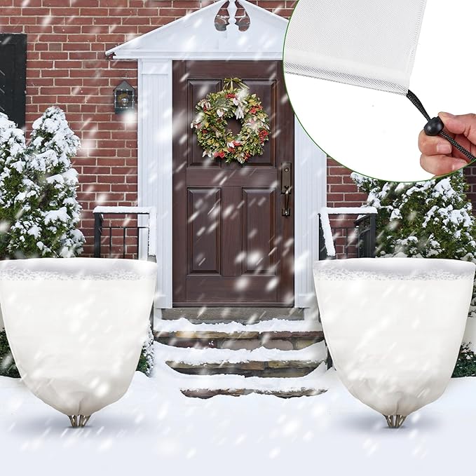 NNG 3PCS Winter Plant Covers Freeze Protection 39.4x39.4Inch Frost Blanket Shrub Covers with Zipper Drawstring Plant Protector Shrub Jacket Winter Tree Cover for Outdoor Plants, Shrub Potted Plants