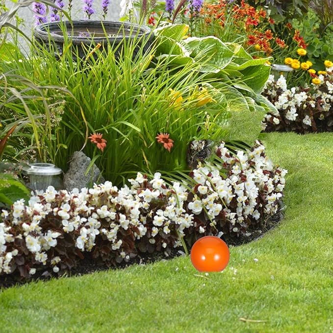 LOGOFUN Stainless Steel Gazing Ball Reflective Garden Ball Garden Yard Mirror Ball Reflective Mirror Ball for Outdoor Decorations - Orange (120mm)