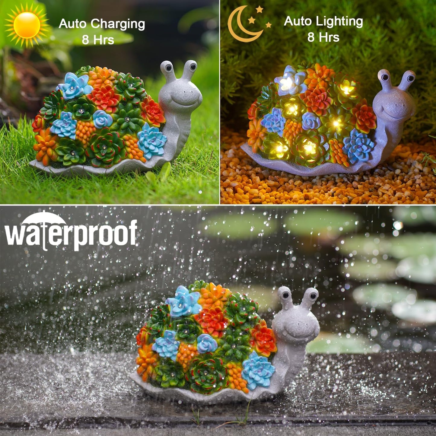 Nacome Snail Statues with Succulent for Garden Decor: Solar Outdoor Clearance Outside Yard Art Porch Patio Balcony Front Lawn Ornaments –Birthday Gifts for Mom Grandma Women