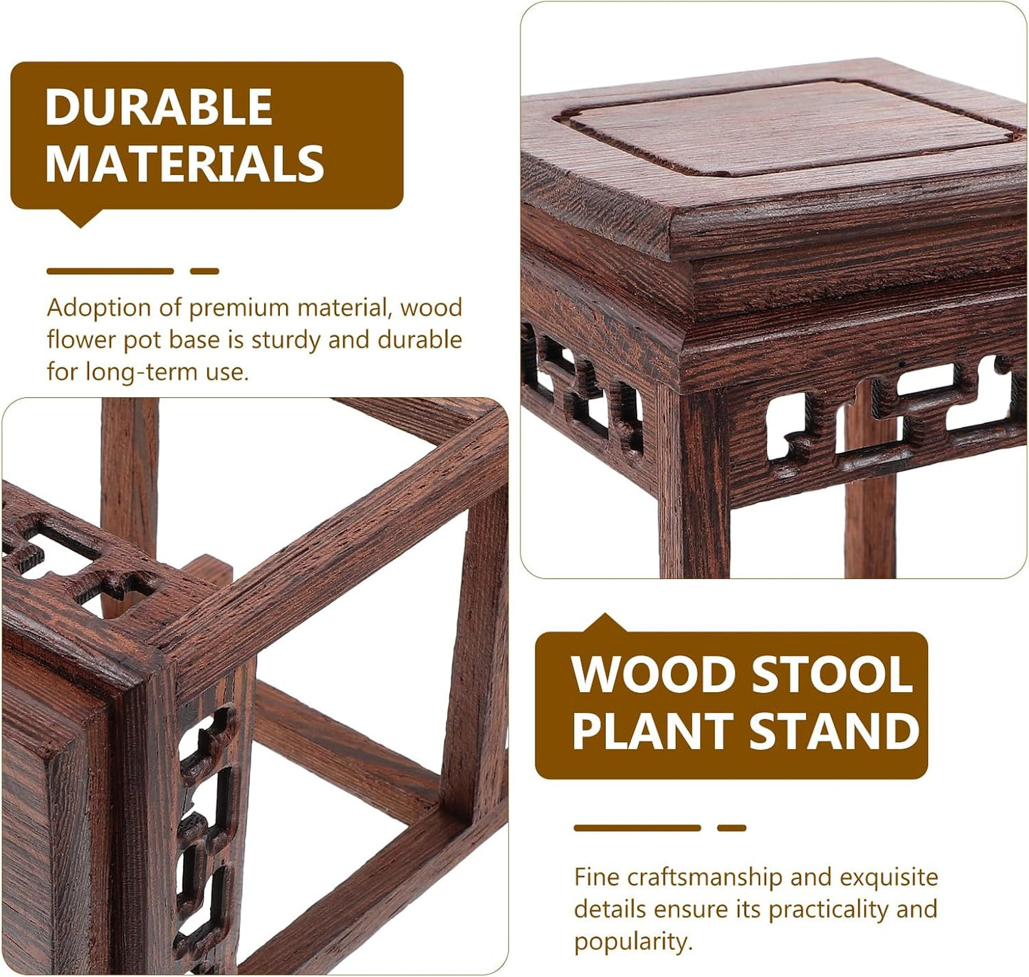 HOMSFOU Indoor Plant Stand Wooden Planter Stand Oriental Planter Stand Plant Holder Stool Chinese Display Pedestal Fishbowl Vase Aquarium Table Lamp Teapot Stand for Home Patio