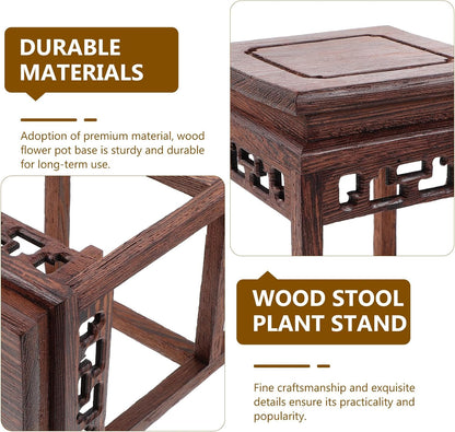 HOMSFOU Indoor Plant Stand Wooden Planter Stand Oriental Planter Stand Plant Holder Stool Chinese Display Pedestal Fishbowl Vase Aquarium Table Lamp Teapot Stand for Home Patio