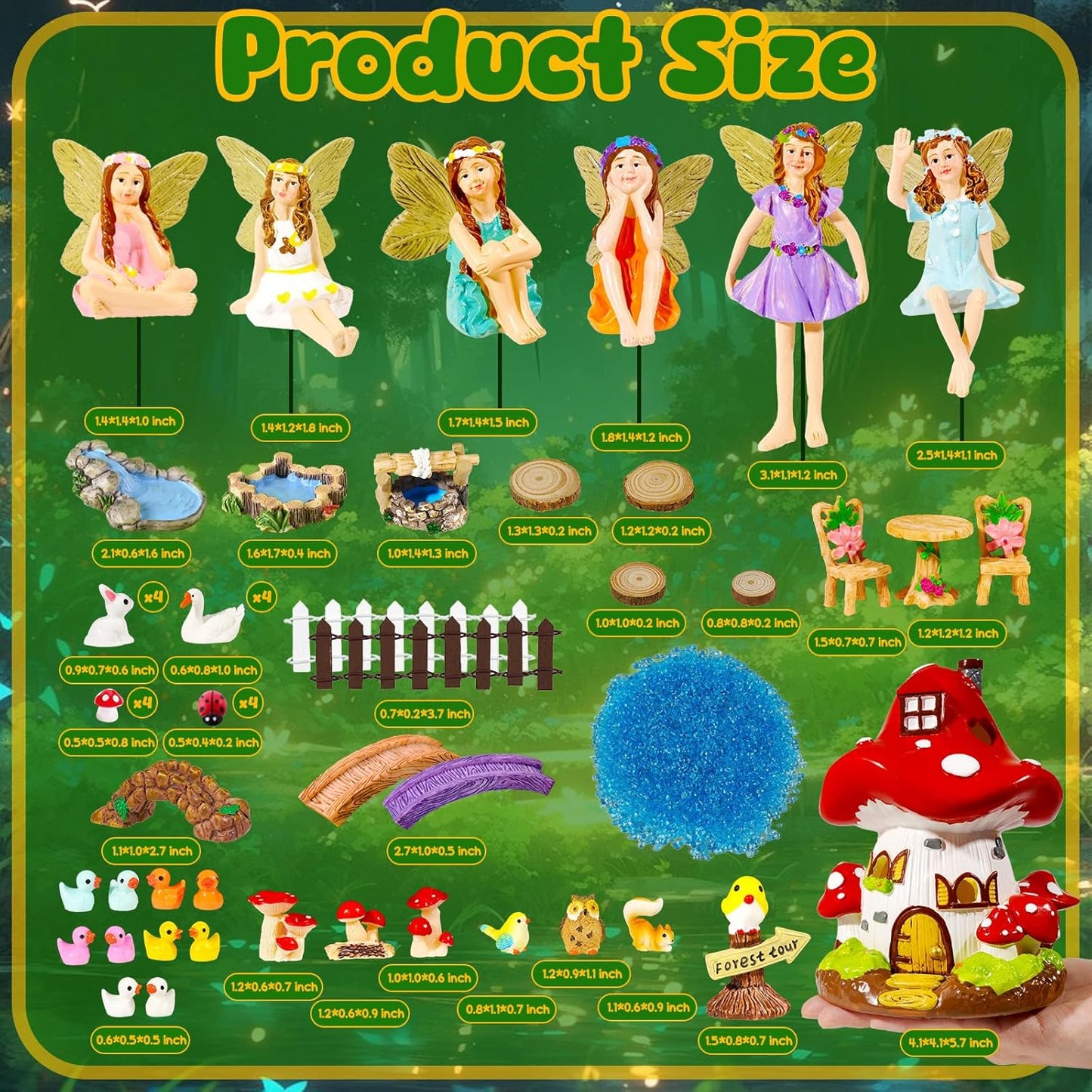 56 Pcs Fairy House Garden Kit Miniatures Fairy Garden Accessories Mini Resin Figurines Animals Decor Mushroom House Outdoor Ornaments for DIY Micro Landscape Ornament