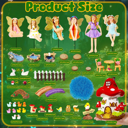 56 Pcs Fairy House Garden Kit Miniatures Fairy Garden Accessories Mini Resin Figurines Animals Decor Mushroom House Outdoor Ornaments for DIY Micro Landscape Ornament