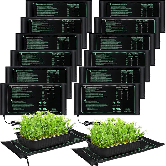 ROCEEI 12 Pack Seedling Heat Mat Bulk, 10" x 20.75" Heat Mats for Seed Starting Plant Heating Mat Grow Mats Waterproof Hydroponic Heating Pad Warm Seed for Greenhouse Plants Germination Grow