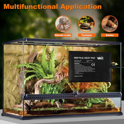 LUCKY HERP Reptile Heat Pad 6x8 Inch 8W Under Tank Terrarium Heating Mat, Reptile Heat Mat, Reptile Heating Pad for Turtle, Lizard, Hermit Crab, Frog, Snake