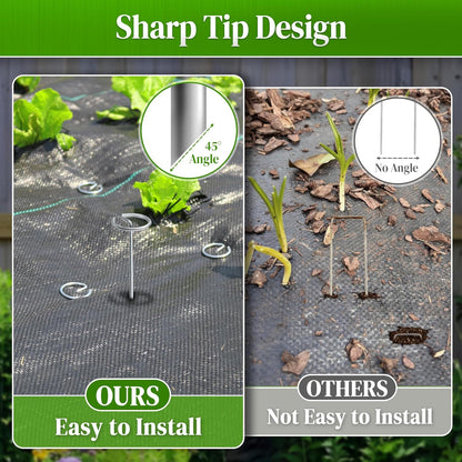 100 Pcs Circle Top Landscape Staples, 11 Gauge Landscape Fabric Pins, Not Easy to Bend 6 inch Galvanized Landscape Fabric Stakes, Garden Stakes for Landscaping, Heavy Duty Ground Stakes