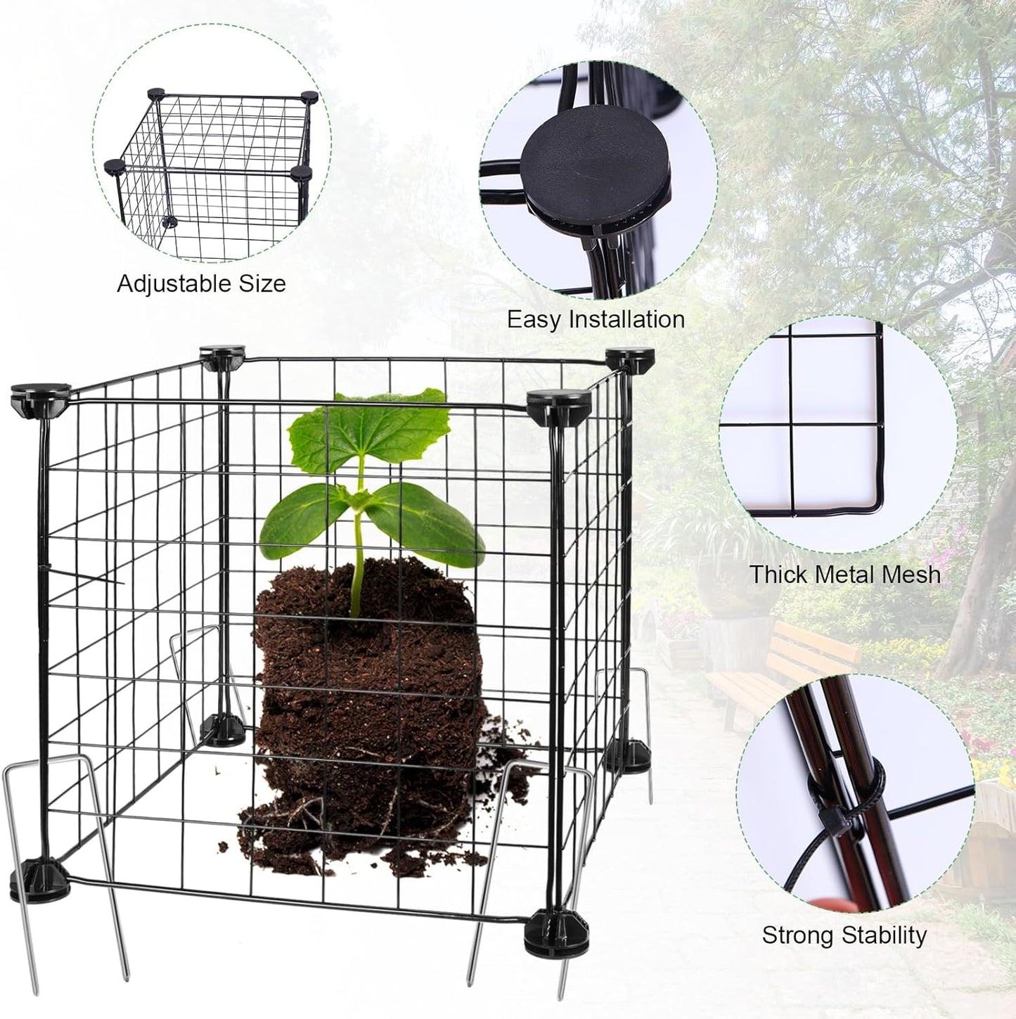 40 Set Wire Plant Cages for Plants Protect from Rabbits,Square Wire Plant Cages for Plants DIY Metal Net