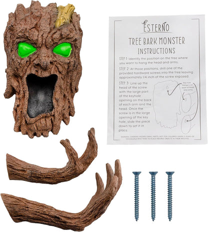 Tree Bark Monster Yard Decor, Bark Face Tree Person Decor for Garden and Halloween