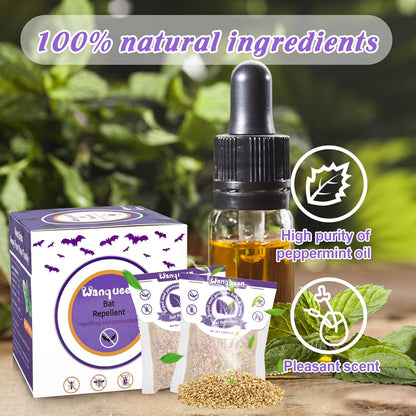 8 Pack Bat Repellent Outdoor Rodent Mouse Repellent, Peppermint Oil Bat Deterrent Repellent for Attic, Ready-to-Use Pest Repellent Scent Pouches
