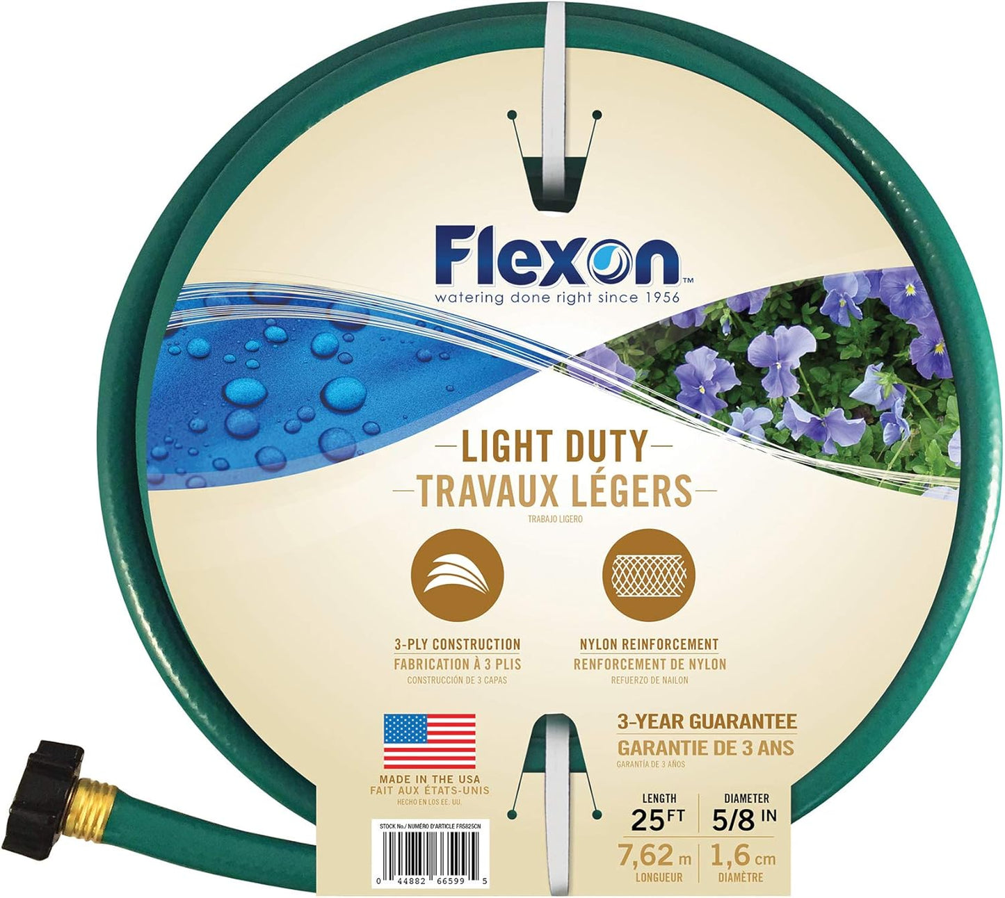Flexon 5/8-Inch by 25-Foot Reinforced Garden Hose FR5825, 25ft, Green (Pack of 10)