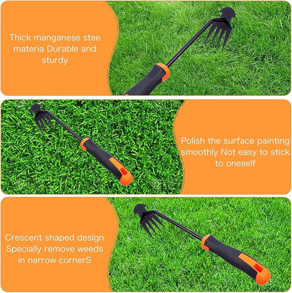 2 Pcs Weeder Puller Tool, Hand Weeder Puller Dual-Action 4-Claw Weeder with Ergonomic Grip Garden Tool for Efficient Root Removal Precision Weeder Extraction Ideal for Garden Enthusiasts