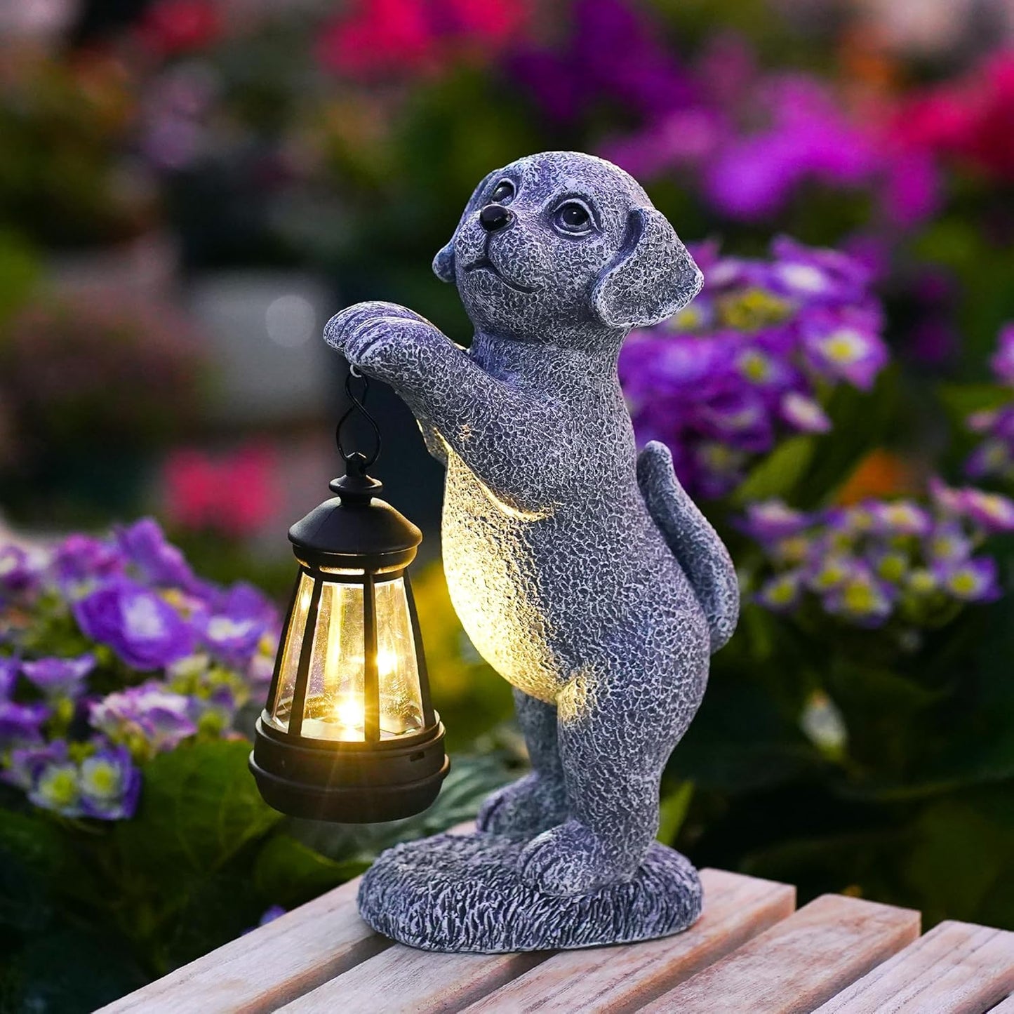 Goodeco Dog Statue with Solar Lantern - Perfect Dog Garden Statues Outdoor Decor & Ornament for Mom, Housewarming Gifts and as Yard Decorations