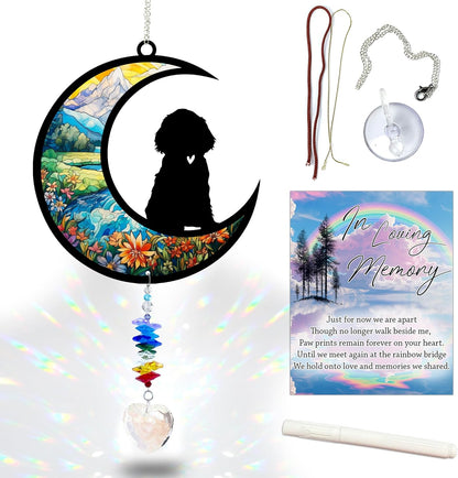 Cocker Spaniel Suncatcher, Personalized Pet Loss Gift with Name & Date, Heart-Shaped Crystal Sun Catcher, Dog Remembrance Sympathy Rainbow Maker for Window & Garden